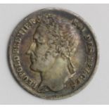 Belgium silver 1/4 Franc 1844 toned VF
