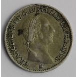 Italian State Lombardy-Venetia silver 1/4 Lira 1823 (scarce), toned VF, edge nick.