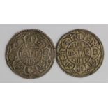 Nepal, 2x 19th/20thC silver mohars, toned GVF and EF