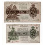 Warren Fisher (2), 10 Shillings issued 1923 serial R/50 338265, (T30, Pick358), small holes aFine, 1