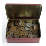 African Coins, mostly British East and West and South Africa, an Oxo tin full, mixed grade. (Qty)