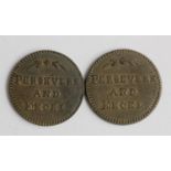 Tokens, 19thC (2): Birmingham, T. Hill 'Persevere and Excel' £.001 small copper tokens 1803, aVF,