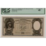 Greece 1000 Drachmai issued 1941, issued during Italian occupation WW2, serial 0001 578690, (