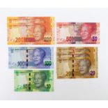 South Africa (8), 200 Rand (2) issued 2013, 100 Rand issued 2012, 50 Rand issued 2012, 20 Rand (3)