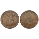 Token, 18thC : Emsworth, Earl Howe & The First of June Halfpenny 1795, 'Lancaster London or Bristol'