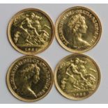 Half Sovereigns (4) 1982 nEF-EF, some scratches.