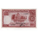 Scotland, North of Scotland Bank 5 Pounds dated 1st July 1943, signed G.L. Webster, serial BE195392,