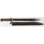 Imperial German Butcher bayonet with scarce 1st pattern scabbard, maker marked blade, Simson & Co