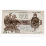 Warren Fisher 1 Pound issued 1923, rarer control note, serial Z1/24 163677, No. with dot, (T23,