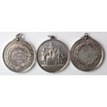 Highland & Agricultural Society of Scotland small unmarked silver ploughing medals (each 30mm in