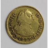 Spain gold 1/2 Escudo 1773S CF, KM#415.2, Fine