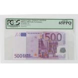 European Union 500 Euro issued 2002, signed Trichet, country code X Germany, serial X09612236126,