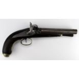 19th century continental Belgium made double barrel coaching pistol.