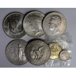 World Coins etc (7): USA Morgan Silver Dollar 1881S BU, Peace Dollar 1922 EF, Eisenhower Dollar