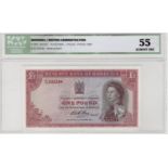 Rhodesia 1 Pound dated 14th October 1968, portrait Queen Elizabeth II at right, serial K/31