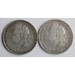 GB Crowns (2): 1821 Secundo cleaned Fine, peck mark obv., and 1822 Tertio Fine.
