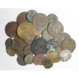 Ancient & Hammered (and other) Coins & Jetons (28) mostly copper or bronze.