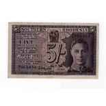 Southern Rhodesia 5 Shillings dated 1st January 1943, King George VI portrait at right, smaller