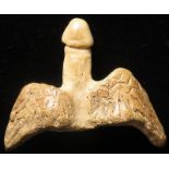 Roman winged phallus of c. 28mm., carved from a piece of bone, found on the 1st. June 2009, field
