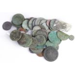 Mixed English copper, including rose farthings and a little silver, c.62, plus c.91 Roman bronzes