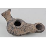 Roman ca.400 AD terracotta oil lamp with handle,125mm