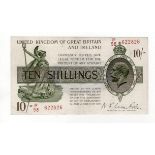 Warren Fisher 10 Shillings issued 1922, serial P/98 622826, (T30, Pick358), pressed and trimmed to