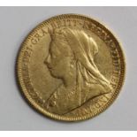 Sovereign 1900S, Sydney Mint, Australia, S.3877, GF/VF