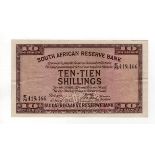South Africa 10 Shillings dated 4th April 1945, rarer date of issue, signed J. Postmus, serial E/