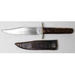Bowie style knife, smaller size, W.Marshall Glasgow marked blade, with scabbard, minor blade marks
