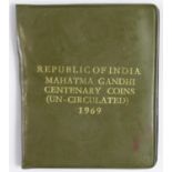 India, Mahatma Gandhi Centenary Coins (Un-Circulated) 1969, a four coin set in a plastic wallet, the