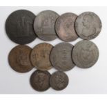 Tokens, 18th & 19thC (10) copper Penny to Farthings, VG to VF