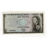 Malta 1 Pound issued 1968, signed P.L. Hogg, serial A/7 902090, (TBB B202a, Pick29a), crisp UNC