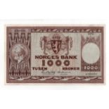 Norway 1000 Kroner dated 1974, serial A. 5425041, large note, (Pick35e), VF/VF+