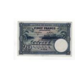 Belgian Congo 20 Francs dated 10th August 1948, 'Septieme Emission-1948' overprint on front,