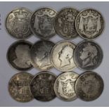 GB Halfcrowns (12) George III to Young Victorian, from circulation.