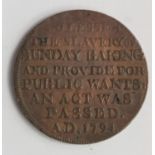 Token, 18thC : Bakers Halfpenny, I. Dennis, 1795, D&H Middlesex No. 297, VF