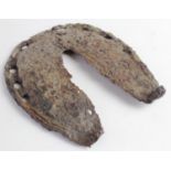 Pair of late medieval iron horse shoes, 140x120mm