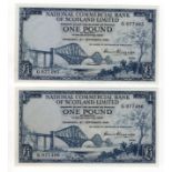 Scotland (2), National Commercial Bank 1 Pound dated 16th September 1959, a pair of consecutively