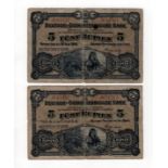 German East Africa 5 Rupien (2) dated 15th June 1905, serial no. 21267 & 41523, (Pick1), first aFine