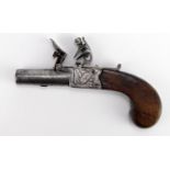 18th century flintlock box lock pocket pistol by H Nock of London.