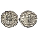 Geta silver denarius, struck as Caesar under Septimius Severus and Caracalla 198-209 A.D., Rome Mint