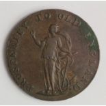 Token, 18thC : Norwich, 'More Trade and Fewer Taxes' Halfpenny, 'London Bristol & Lancaster' edge,
