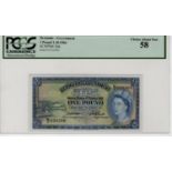 Bermuda 1 Pound dated 1st October 1966, portrait Queen Elizabeth II at right, serial N/2 624380, (