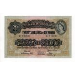 East African Currency Board 20 Shillings dated 1st January 1955, serial G79 00796, portrait Queen