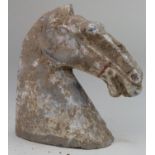 Ancient Chinese Han dynasty ca.221-206 bc ceramic horse head, 150x150mm