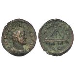 Allectus half antoninianus, struck at Colchester 294-296 A.D., obverse:- Radiate and cuirassed