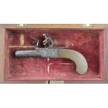 18th century flintlock box lock pocket pistol signed Busby.