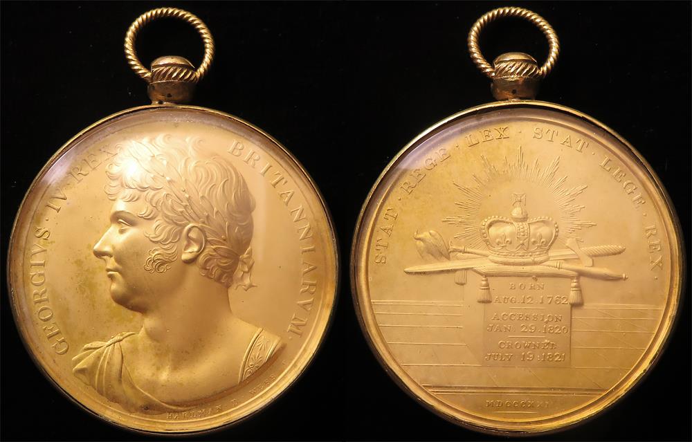 British Commemorative Medal, gilt d.54mm in a gilt, glazed capsule suspension: Coronation of