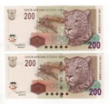 South Africa 200 Rand (2) issued 2005, signed Mboweni, Leopard head at right, (TBB B761a,