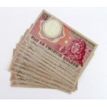 Netherlands 25 Gulden (10) dated 10th April 1955, a small bundle of circulated notes, (Pick87),